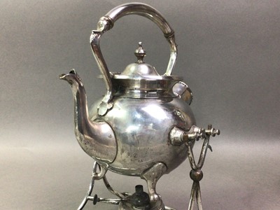 Lot 416 - SILVER PLATED KETTLE ON STAND