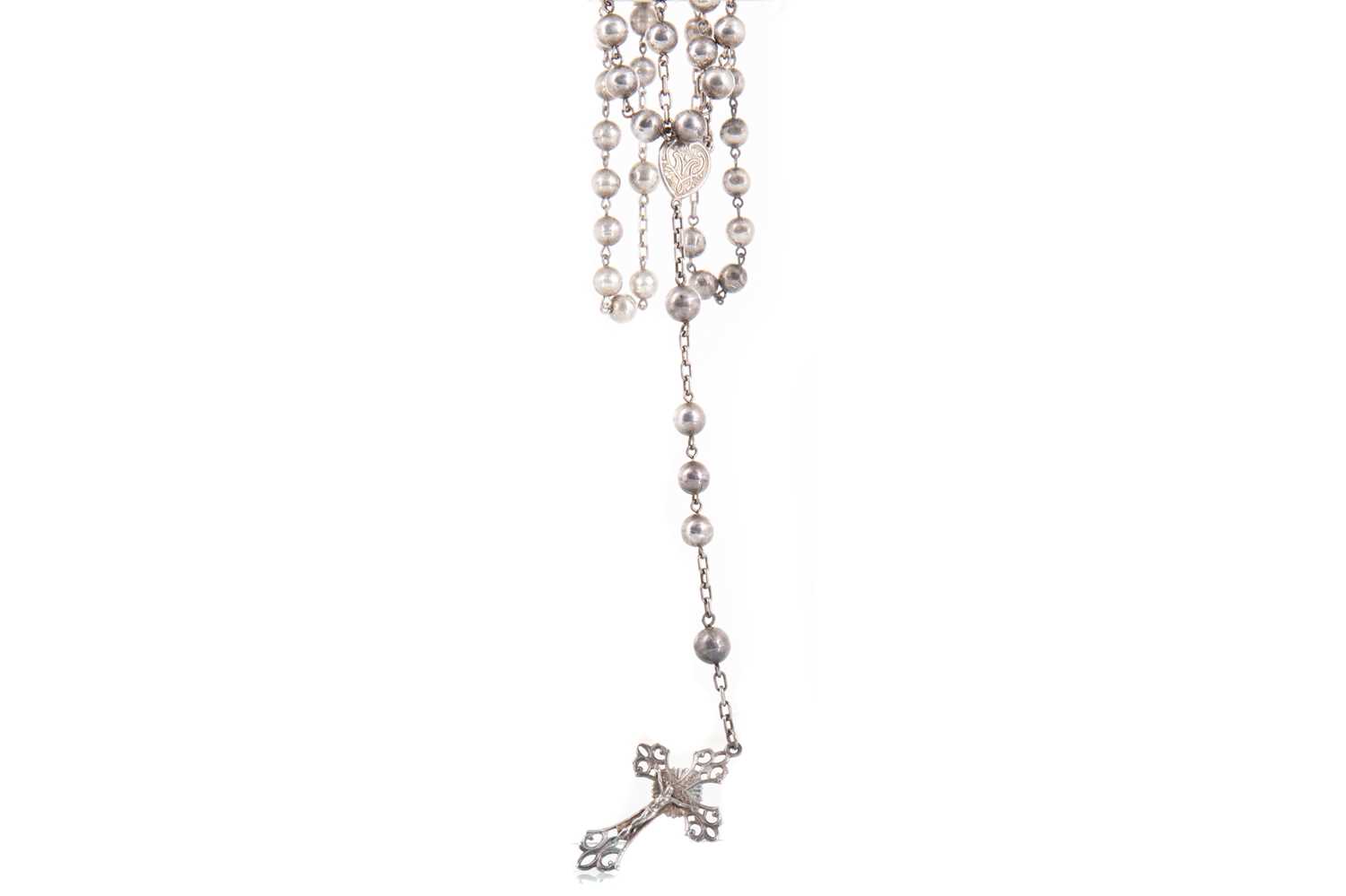Lot 177 - CONTINENTAL WHITE METAL ROSARY BEADS