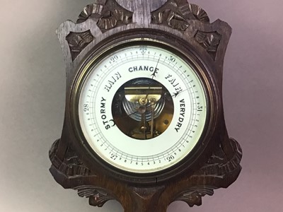 Lot 432 - VICTORIAN OAK BAROMETER