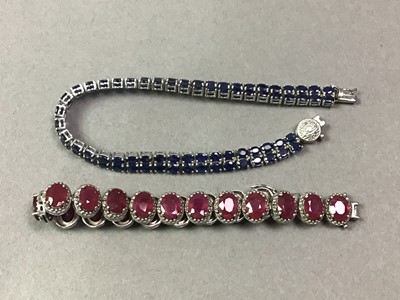 Lot 435 - FOUR SILVER GEMSTONE BRACELETS