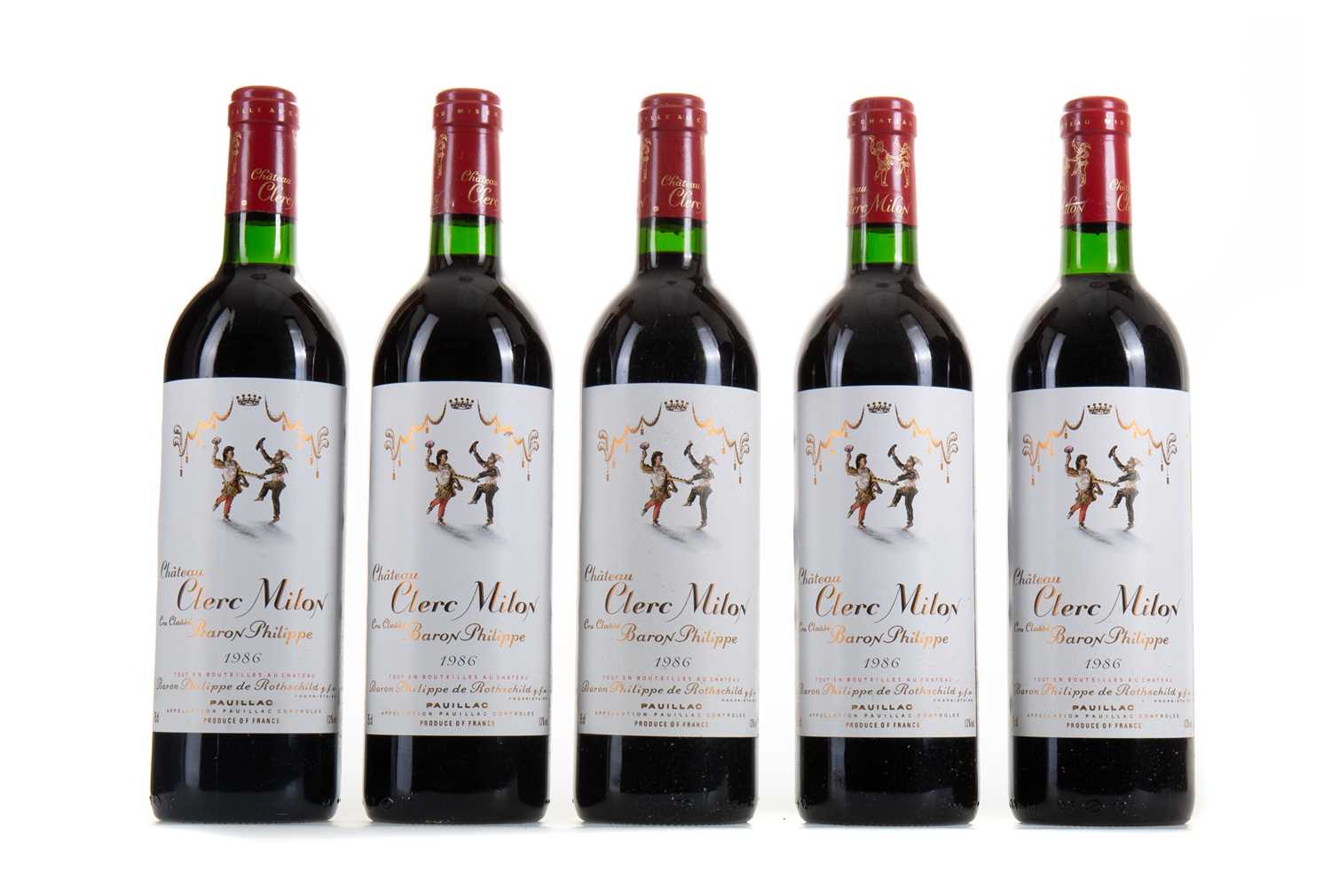 Lot 632 - 5 BOTTLES OF 1986 CHATEAU CLERC MILON PAUILLAC