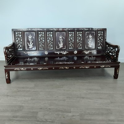 Lot 404 - REPRODUCTION CHINESE HARDWOOD  BENCH