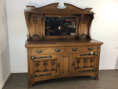 Lot 529 - ARTS & CRAFTS OAK MIRROR BACK SIDEBOARD