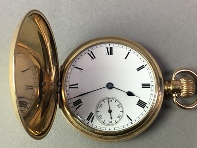 Lot 505 - GOLD PLATED FULL HUNTER POCKET WATCH