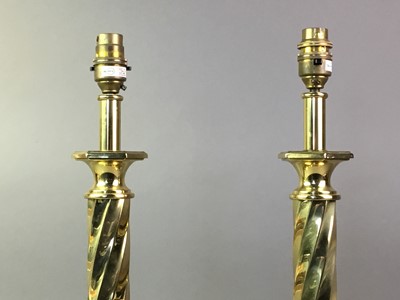 Lot 513 - PAIR OF BRASS TABLE LAMPS