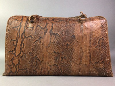 Lot 555 - SNAKESKIN TRAVEL BAG AND COLLAR BOX