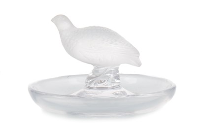 Lot 265 - LALIQUE FRANCE, FROSTED AND CLEAR GLASS GROUSE PIN DISH