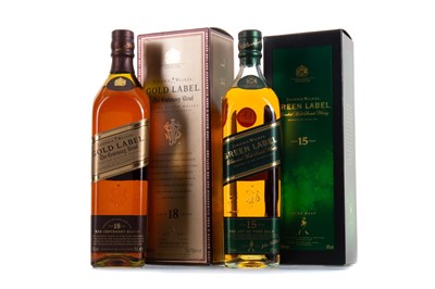 Lot 298 - JOHNNIE WALKER 18 YEAR OLD GOLD LABEL AND 15 YEAR OLD GREEN LABEL