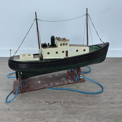 Lot 597 - WOODEN MODEL OF A FISHING VESSEL