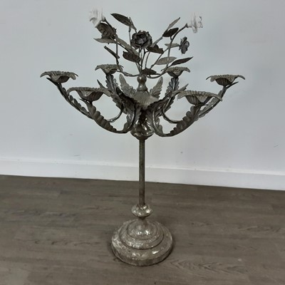 Lot 598 - WHITE METAL TABLE CANDELABRUM