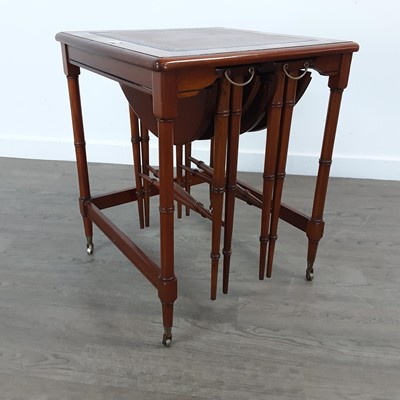 Lot 520 - REPRODUCTION MAHOGANY NEST OF TABLES