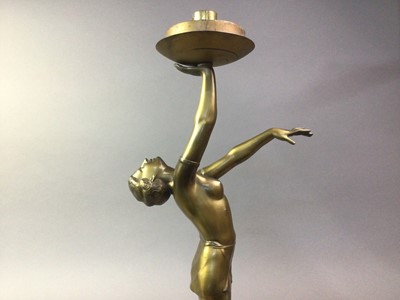 Lot 9 - ART DECO GILT SPELTER FIGURAL TABLE LAMP