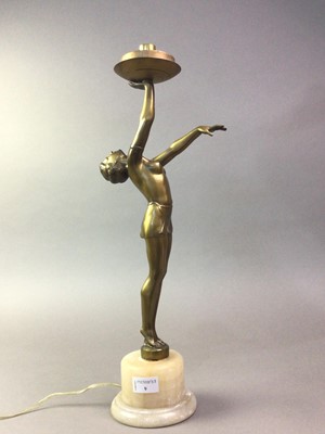 Lot 9 - ART DECO GILT SPELTER FIGURAL TABLE LAMP