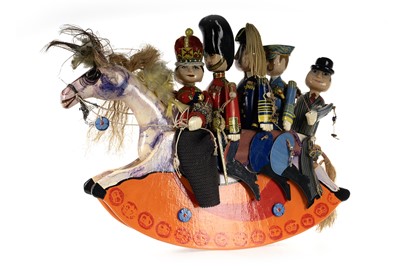 Lot 999 - MAGGIE WAREHAM, ALL THE QUEEN'S HORSE AND ALL THE QUEEN'S MEN 'ROCKING HORSE' FOLK ART TOY