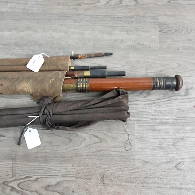 Lot 160 - TWO VINTAGE GREENHEART SALMON RODS