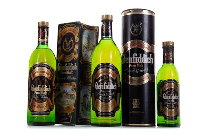 Lot 328 - 3 BOTTLES OF GLENFIDDICH PURE MALT (1L, 75CL & 37.5CL)