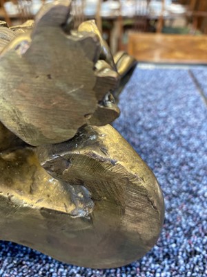 Lot 1097 - OPPOSING PAIR OF CHINESE POLISHED BRONZE FO DOGS