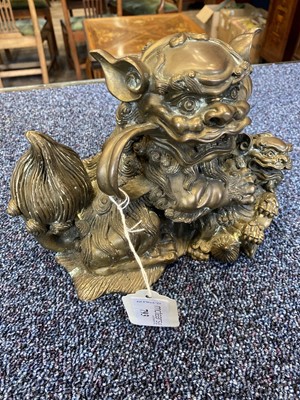 Lot 1097 - OPPOSING PAIR OF CHINESE POLISHED BRONZE FO DOGS