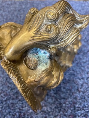 Lot 1097 - OPPOSING PAIR OF CHINESE POLISHED BRONZE FO DOGS