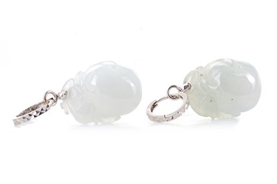 Lot 575 - PAIR OF JADE EARRINGS