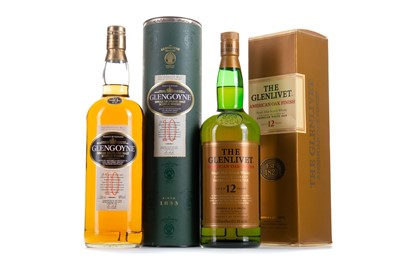 Lot 370 - GLENLIVET 12 YEAR OLD AMERICAN OAK FINISH 1L AND GLENGOYNE 10 YEAR OLD 1L