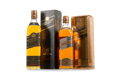 Lot 377 - JOHNNIE WALKER 18 YEAR OLD GOLD LABEL AND 15 YEAR OLD GREEN LABEL