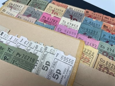 Lot 221 - GROUP OF POSTCARDS AND STAMPS AND A GROUP OF VINTAGE BUS TICKETS