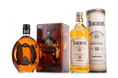 Lot 410 - TEACHER'S 12 YEAR OLD ROYAL HIGHLAND 1L AND DIMPLE 15 YEAR OLD 1L