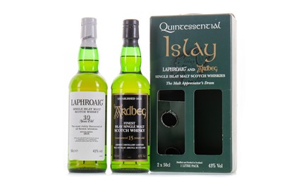 Lot 429 - QUINTESSENTIAL ISLAY PACK (2 x 50CL) - LAPHROAIG 10 YEAR OLD AND ARDBEG 15 YEAR OLD