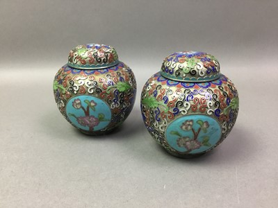 Lot 277 - PAIR OF CHINESE CLOISONNE ENAMEL GINGER JARS