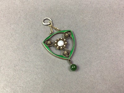 Lot 285 - SILVER AND ENAMEL OPEN WORK PENDANT