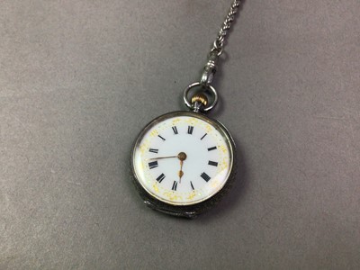 Lot 327 - SWISS SILVER CASED LADIES FOB WATCH