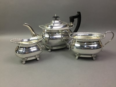 Lot 353 - SILVER PLATED THREE PIECE TEA SERVICE