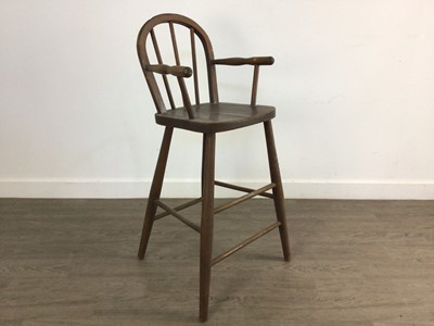 Lot 318 - CHILD'S WOODEN HIGH CHAIR