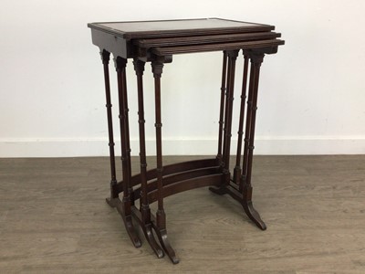 Lot 412 - MAHOGANY NEST OF THREE TABLES