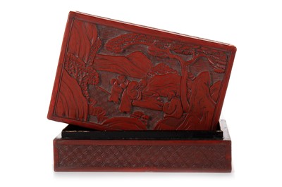 Lot 1051 - CHINESE CINNABAR LACQUER RECTANGULAR BOX