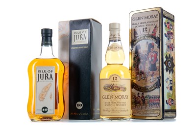 Lot 16 - GLEN MORAY 12 YEAR OLD BLACK WATCH AND JURA 10 YEAR OLD