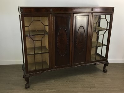 Lot 494 - MAHOGANY FOUR DOOR DISPLAY CABINET