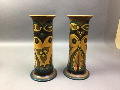 Lot 537 - PAIR OF CHAMELEON WARE VASES