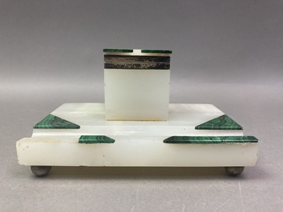 Lot 519 - ART DECO ALABASTER INK STAND