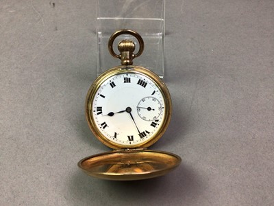 Lot 551 - GOLD PLATED HUNTER POCKET WATCH