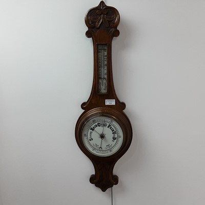 Lot 534 - VICTORIAN ANEROID BAROMETER AND THERMOMETER