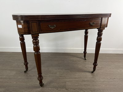 Lot 586 - LATE REGENCY MAHOGANY FOLD OVER TEA TABLE