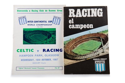Lot 1543 - CELTIC F.C. VS. RACING CLUB, INTER-CONTINENTAL CUP HOME AND AWAY PROGRAMMES