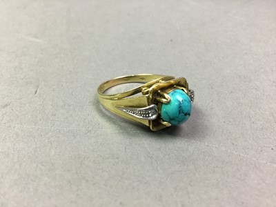 Lot 563 - TURQUOISE AND DIAMOND DRESS RING