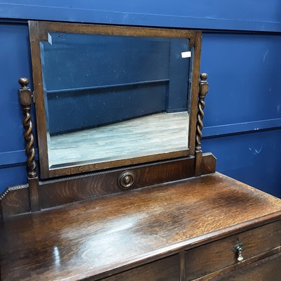 Lot 594 - OAK DRESSING CHEST AND WARDROBE