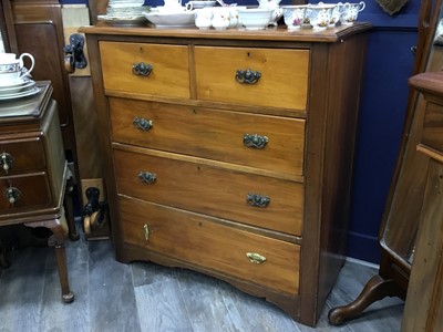 Lot 595 - EDWARDIAN WALNUT CHEST OF DRAWERS