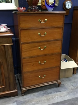 Lot 595A - MAHOGANY UPRIGHT CHEST OF DRAWERS