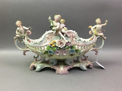 Lot 659 - CONTINENTAL PORCELAIN TWIN HANDLED COMPORT