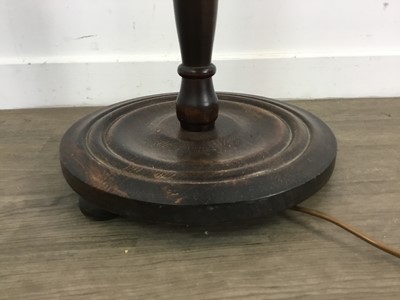 Lot 607 - MAHOGANY STANDARD LAMP AND A FOOTSTOOL